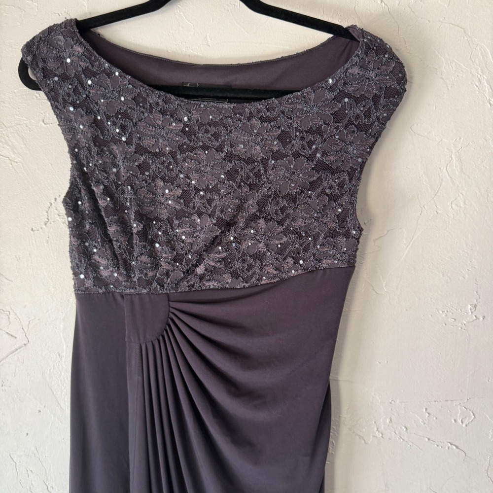 Dressbarn Y2k  Dress Women's Size 6 Gray Lace &‎ Sequin Party Going Out